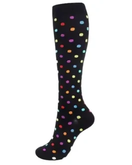 Medias de compresión negras con puntos multicolor